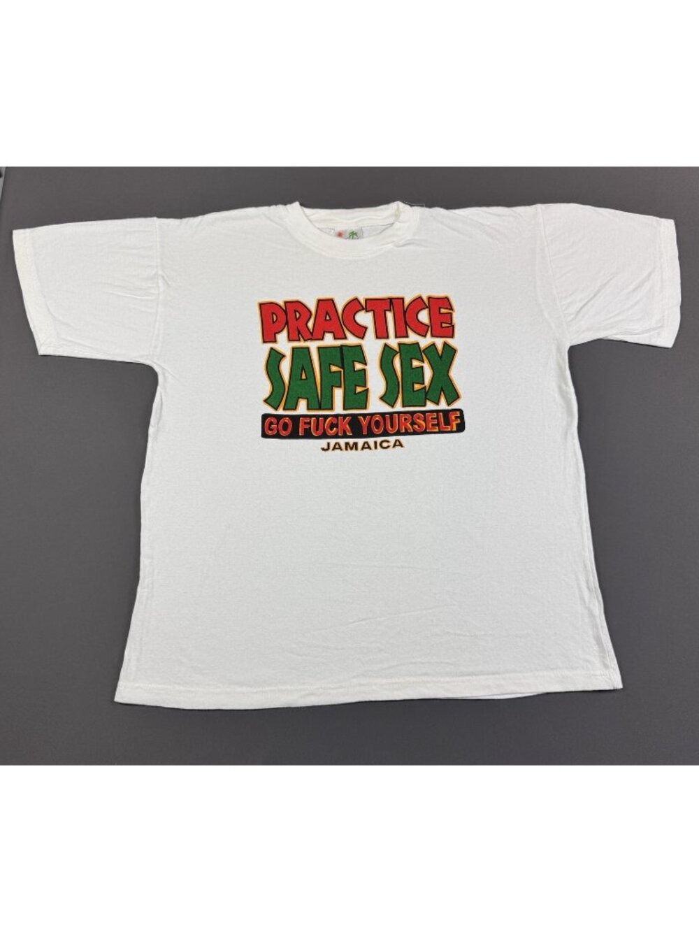 Rare Vintage 90s Y2K Practice Safe Sex Go F Yourself Jamaica Funny Joke Laugh XL